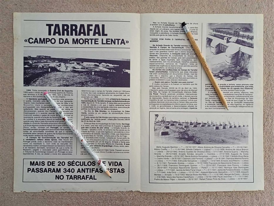 Folheto de divulgação Homenagem Nacional aos mortos do Tarrafal, 1978