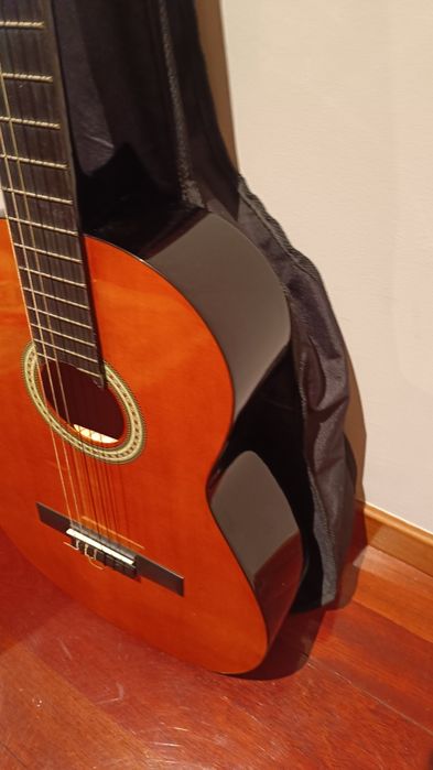 Guitarra com bolsa de transporte