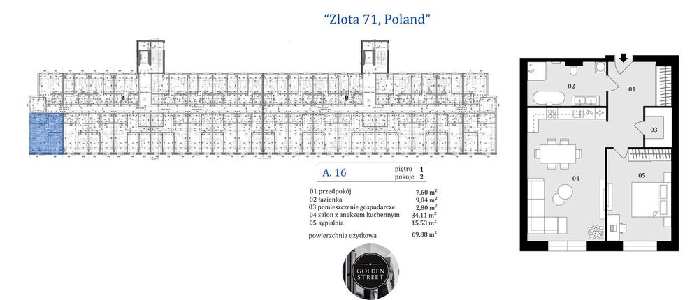 Złota 71 | mieszkanie 2-pok. | A.1.16 Dzieję się!