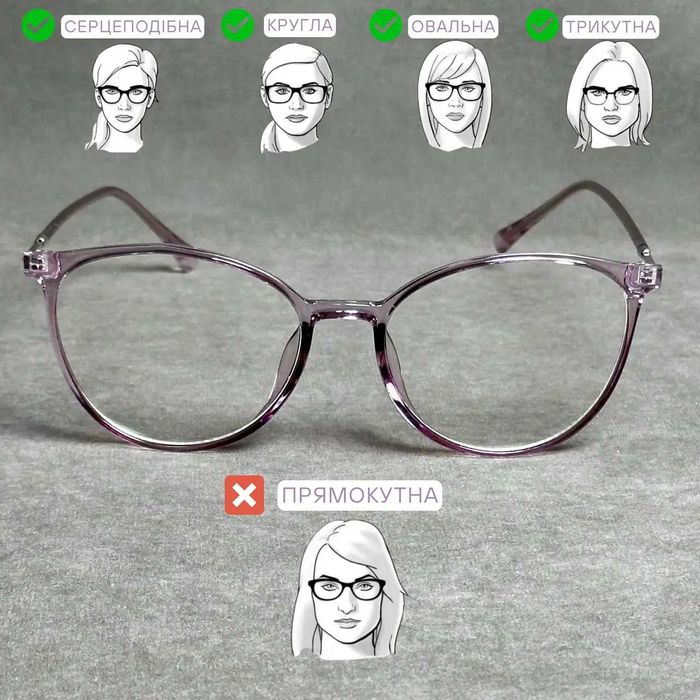 Жіночі комп’ютерні окуляри-нульовка лавандові Код 8147 C4