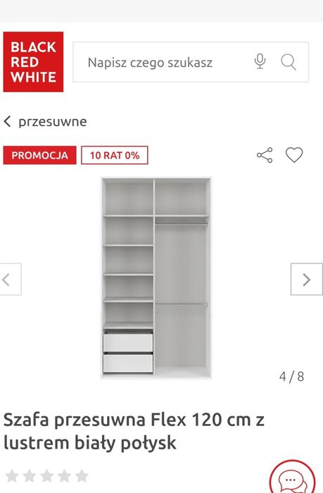 Szafa flex 120×218 biały połysk Black Red White