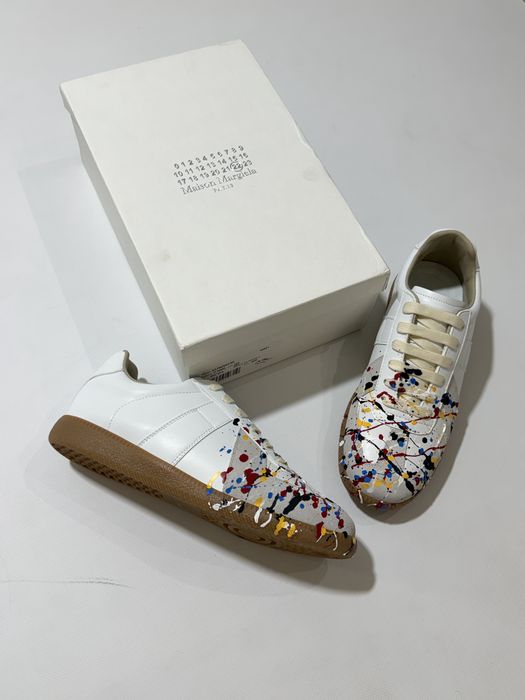 кроссовки Maison Margiela Replica Gats Paint White Sneakers