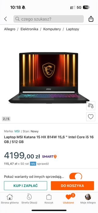 Msi katana 15 hx b14w