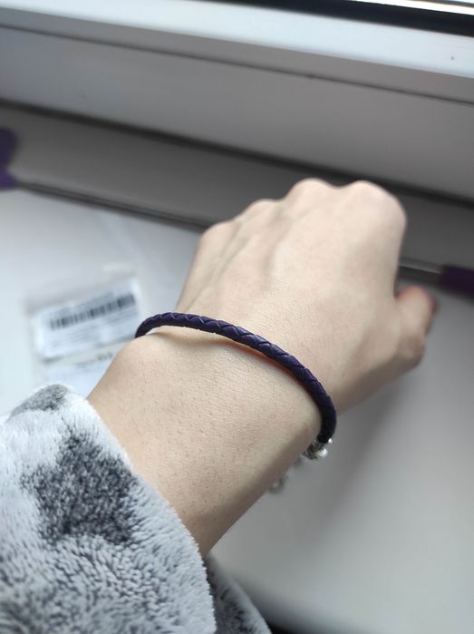 Fioletowe bransoletki splot imitacja skóry 21cm 2 sztuki