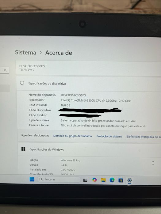 Portátil Toshiba Z40 | i5, 16GB RAM, 128GB SSD | Rápido e Compacto