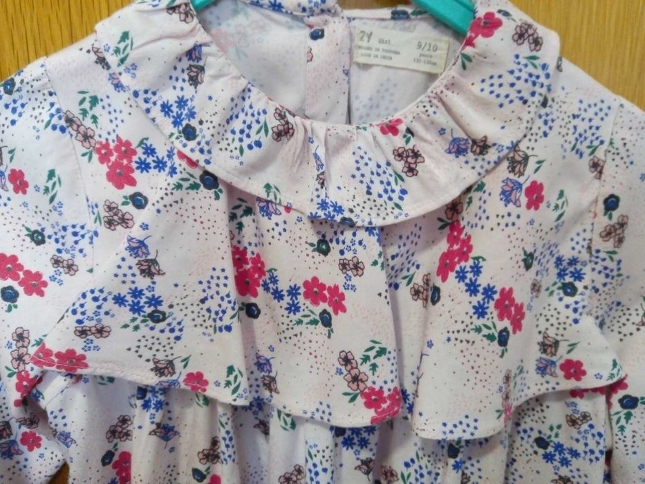 Blusa folhos menina manga comprida 9/10 anos