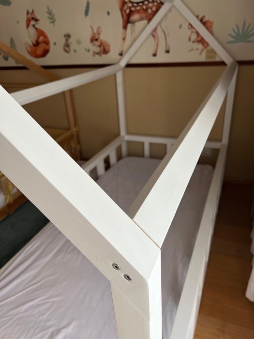 Cama criança Montessori madeira branca 200x90
