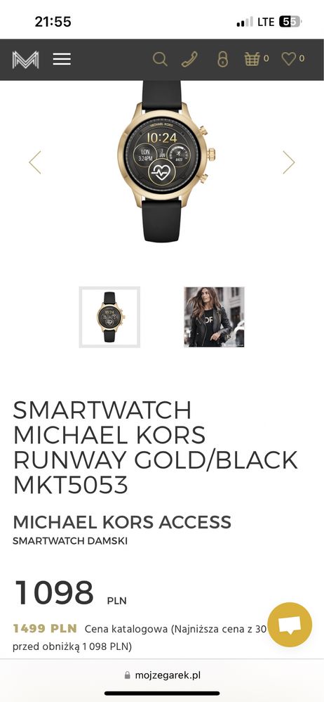 Zegarek Michael Kors Access Runway Smartwatch Gold Black MKT5053 Pozna Je yce OLX.pl