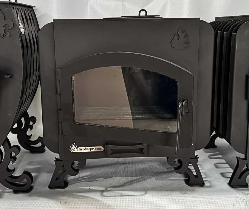 Піч буржуйка зі склом "Камін Батарея", тривалого горіння, метал 4мм