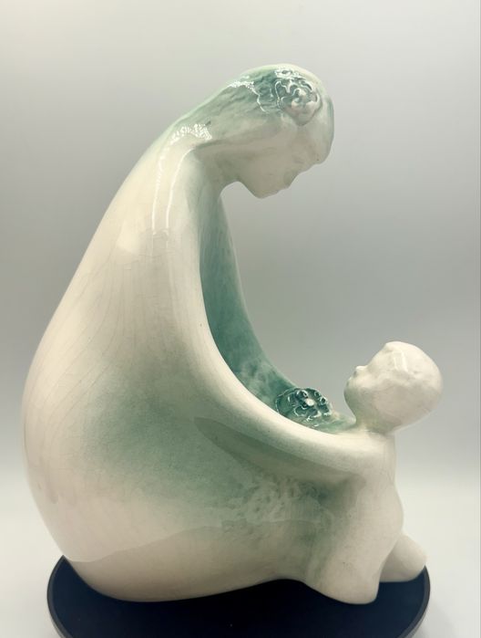 Modernistyczna ceramiczna figura Matka i dziecko