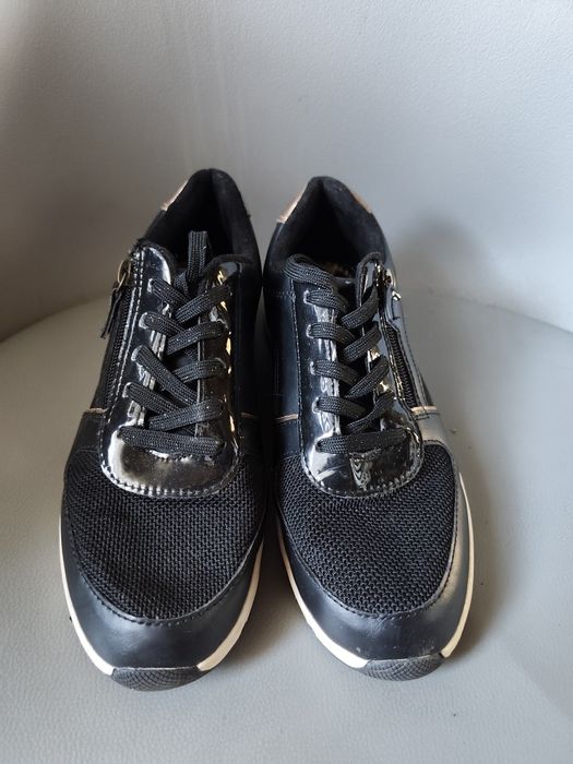 Sneakersy damskie czarno złote