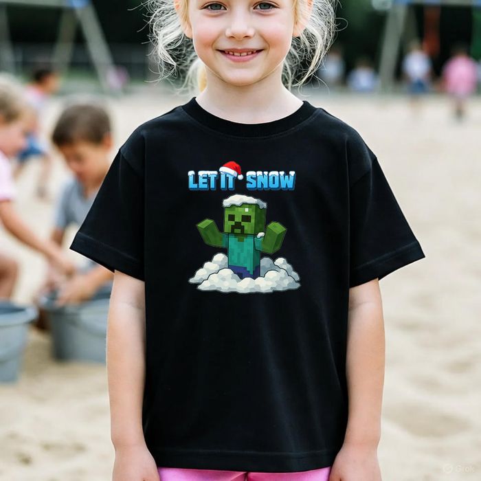 Koszulka dziecięca czarna –  minecraft świąteczna prezent święta 140