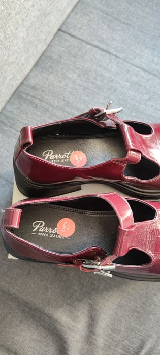 Półbuty Parrotto lakierowane 41, skóra naturalna, mary jane, platforma