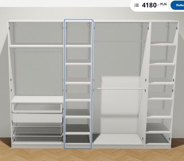 Szafa ikea Pax 300/236/60 + wyposażenie + lustra + dostawa gratis