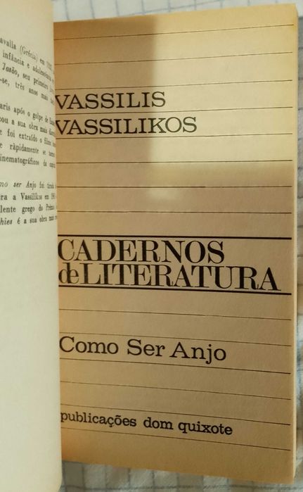 Como ser anjo, Vassilis Vassilikos