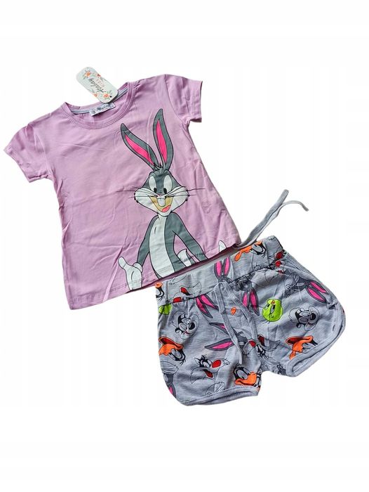 KOMPLET DLA DZIEWCZYNKI bawełniany fioletowy nowy 110-116