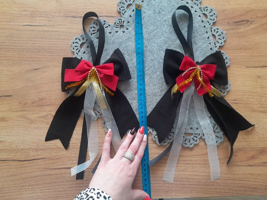 Kokarda ozdobna czarna świąteczna Boże Narodzenie dł.39cm