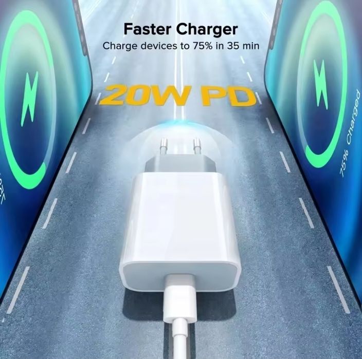 Швидка зарядка на айфон, блок 20w+кабель ligtindg, iphone,