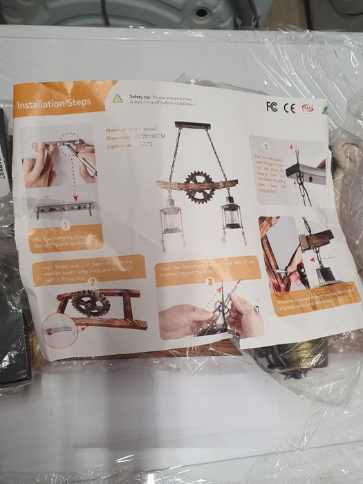 Candeeiro pendente rustico em madeira -IRON WOOD