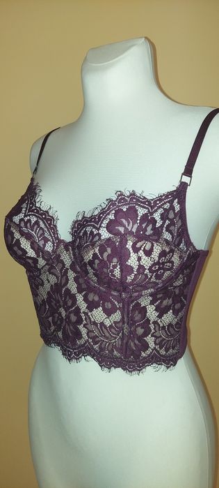 Półgorset 75C/XL,z koronki,z fiszbinami ,modelujący,vintage