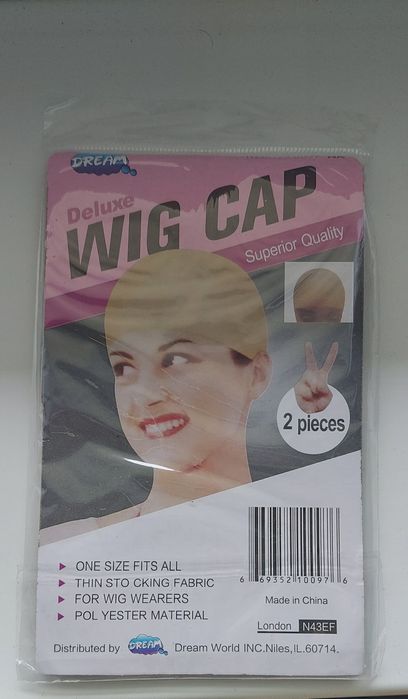 Peruka syntetyczna czarna full lace front styl wolf cut/rock + 2 czepki