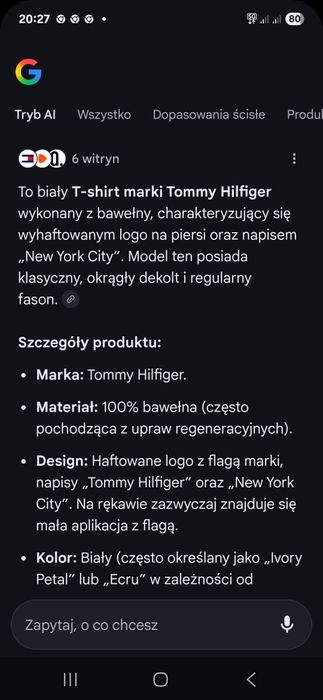 Biało kremowa koszulka t-shirt tommy hilfiger