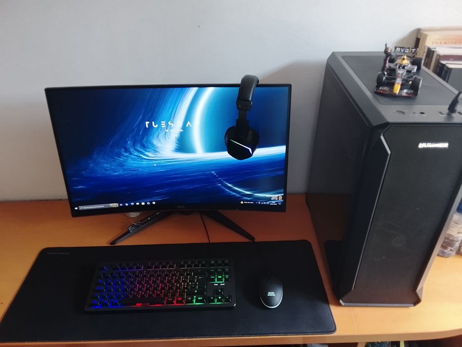 PC Asus Ryzen 5 RX590 16gb Ram SSD 500Gb+2TB Monitor Curvo AOC e conjunto RGB Mars Gaming