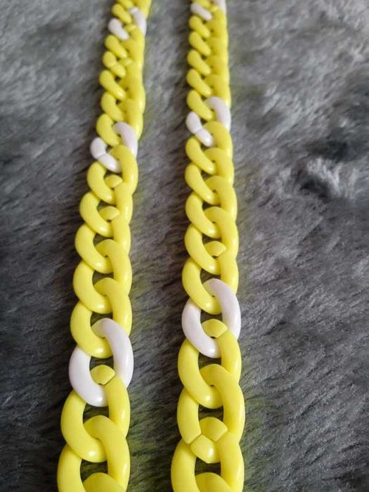 Łańcuszek do okularow żółto -bialy