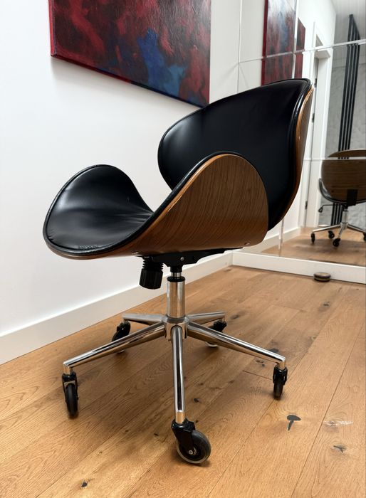 Stylowe krzesło obrotowe biurowe DESIGN orzech-czarny