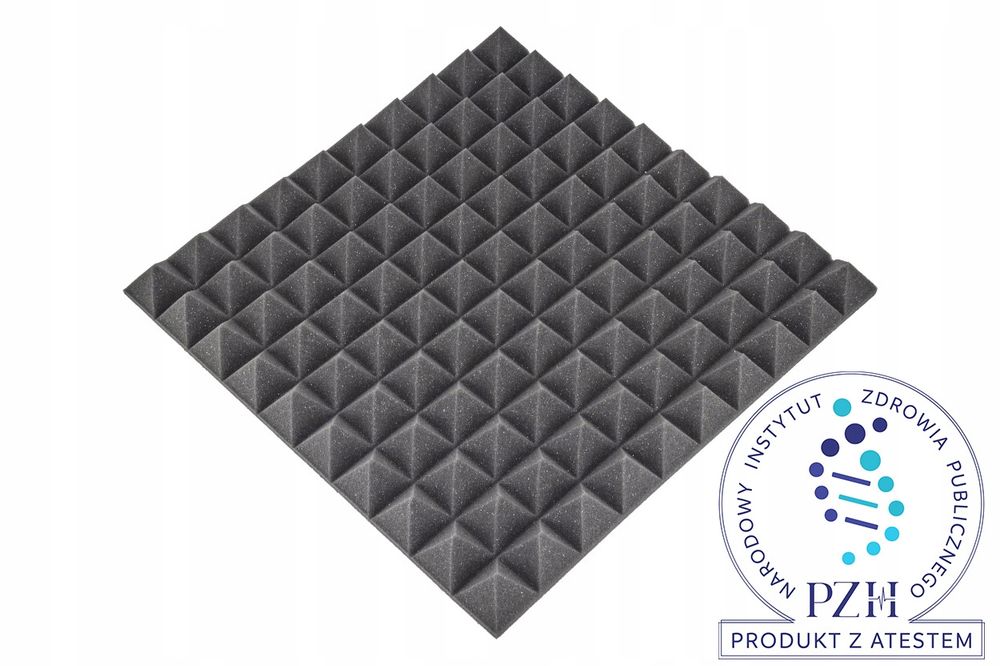 3D Panel Ścienny PIRAMIDA Kwadrat DEKORACJA szary 50x50cm Wyciszający