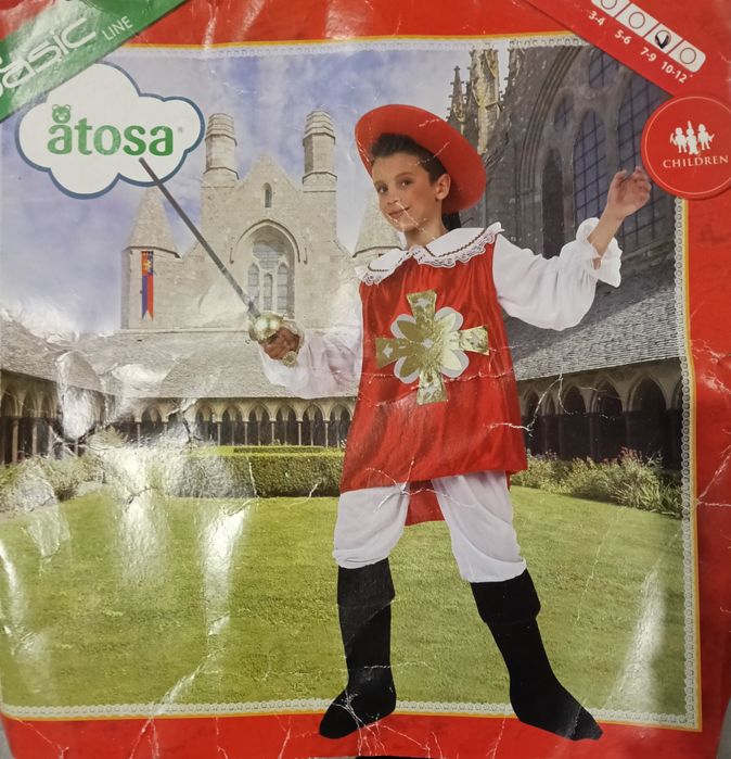 Fato de carnaval de mosqueteiro