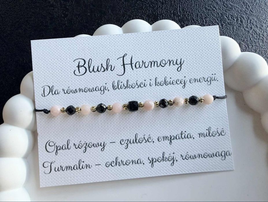Blush Harmony. Talizman. Opal różowy i turmalin.