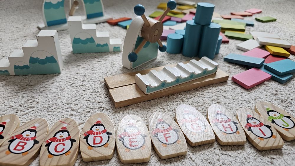 Klocki drewniane edukacyjne domino