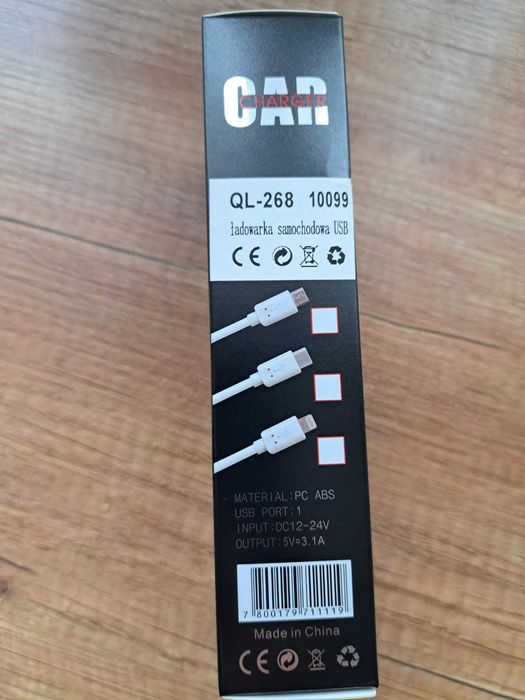 Ładowarka samochodowa USB Lighting plus kabel USB