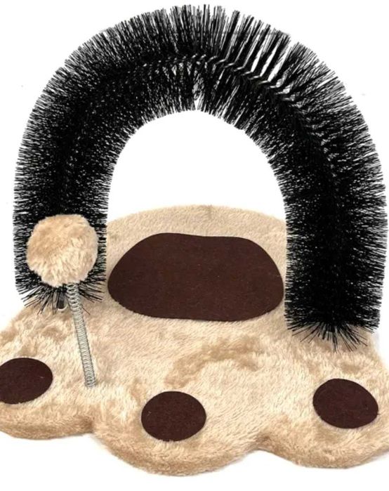 Arranhador para gatos com arco auto-escova e brinquedo – 34x34x30.5 cm