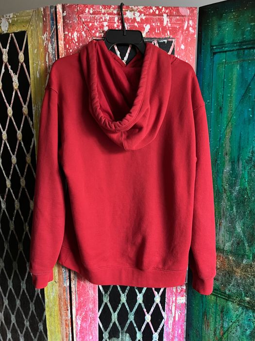 Czerwona bawełniana uniseks bluza z kapturem hoodie Adidas Ivy Park