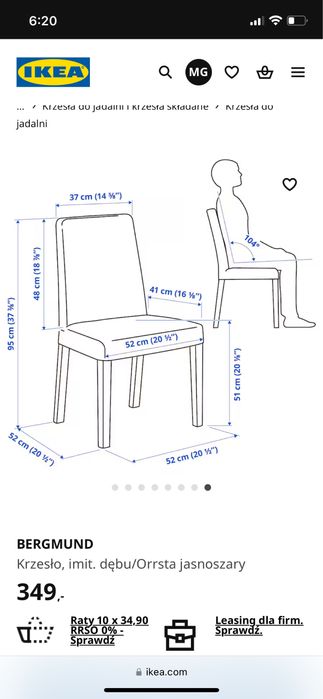 Krzesła Ikea Hendriksdal. Cena za 2 szt.