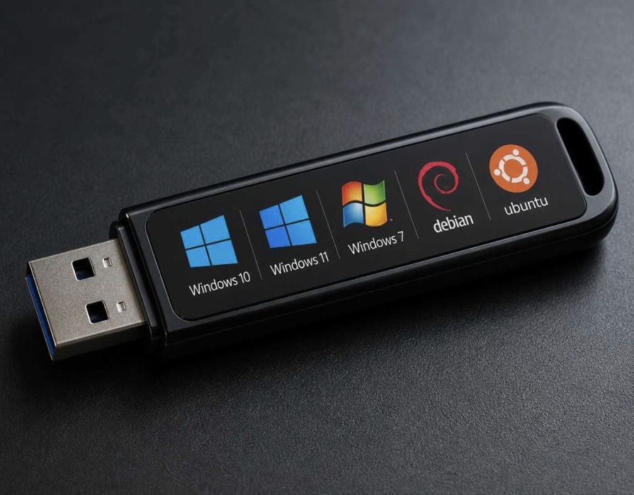 Oprogramowanie na pendrive: win10,11,7,8 instalator + linux