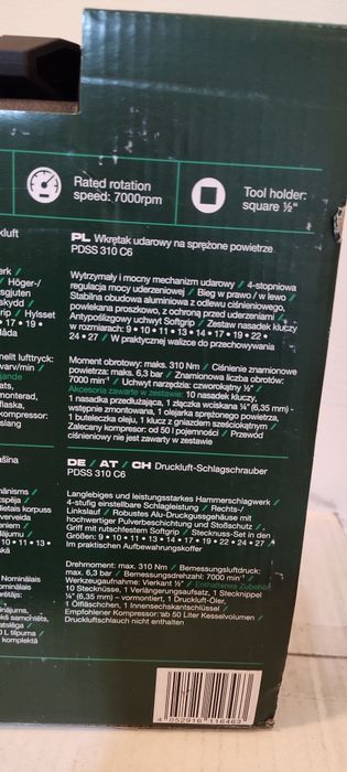 Parkside wkrętak udarowy PDSS 310 C6 + regulator ciśnienia PDWE 8 B2