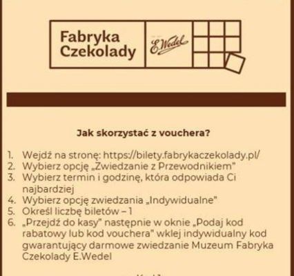 Fabryka czekolady Wedel vouchery bilety