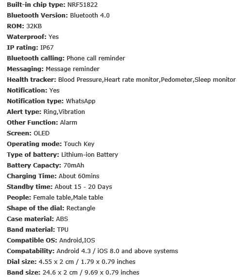 Pulseira IOS / Android Smartband.