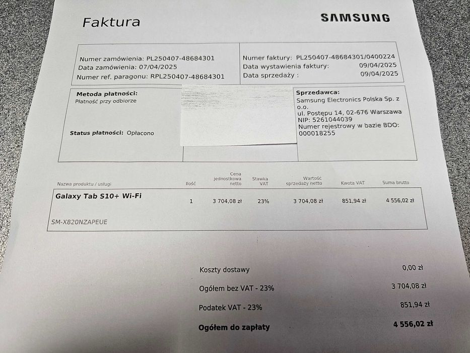 Tablet Samsung Galaxy Tab S10+ SM-X820  12 / 512 GB Gwarancja