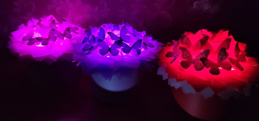 Букети з метеликів з підсвічуванням гірляндою