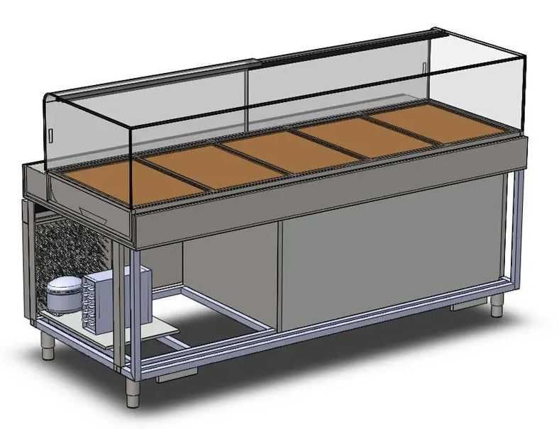 vitrine de exposição e atendimento refrigerada ou neutra