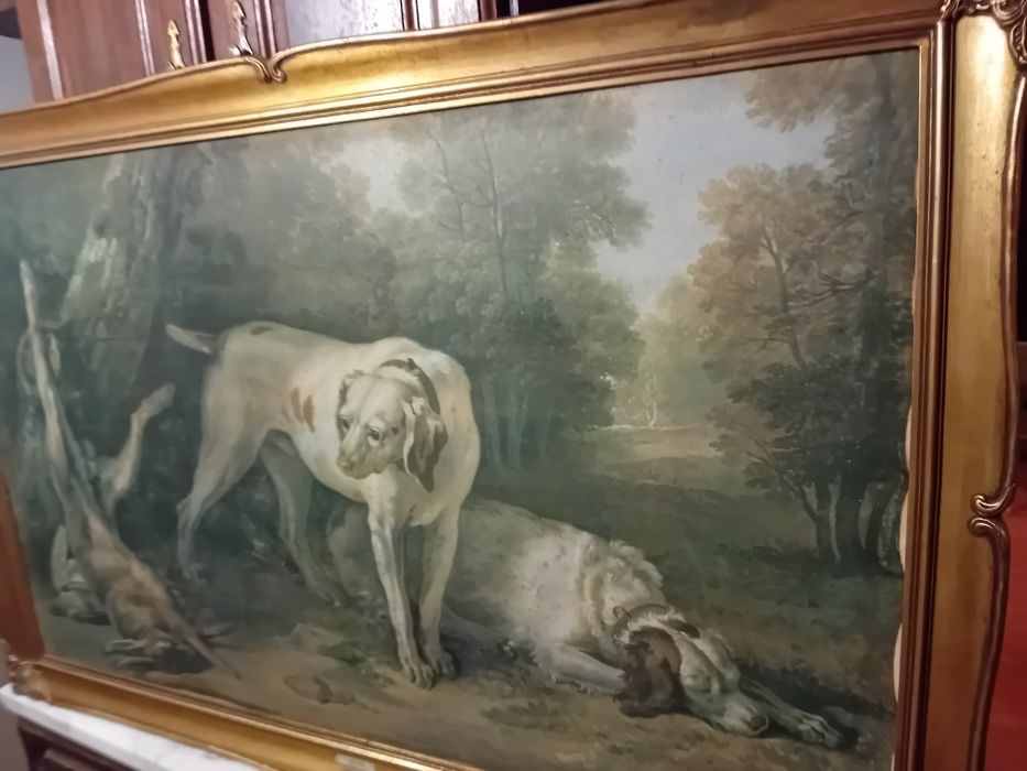Quadro Estampa Cães e Lebre Jean Baptiste Oudry