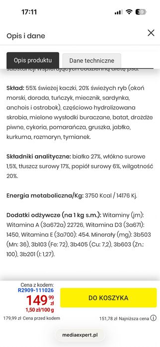 Sucha karma dla psa Fresh Arquivet