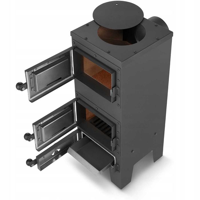 Stalowy Piec Wolnostojący szamot KOZA Janusz