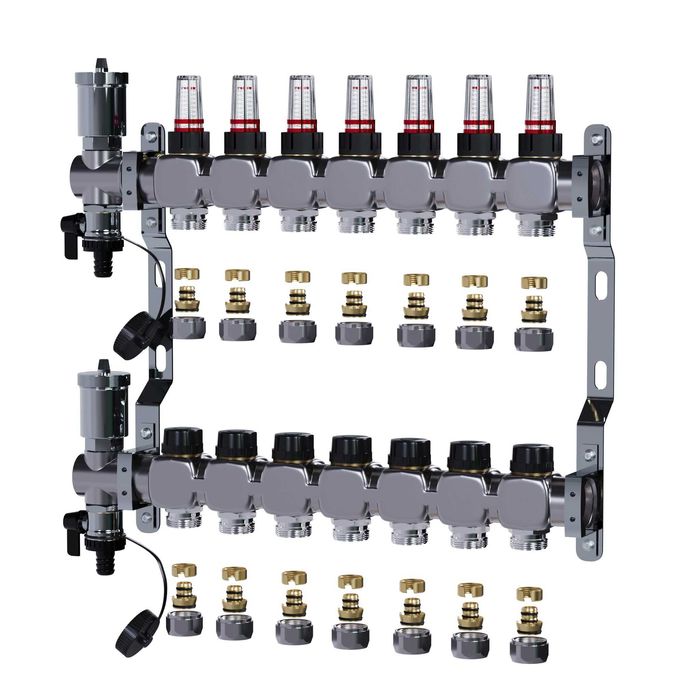 ROZDZIELACZ nierdzewny UZBROJONY ze złączkami PEX do podłogówki