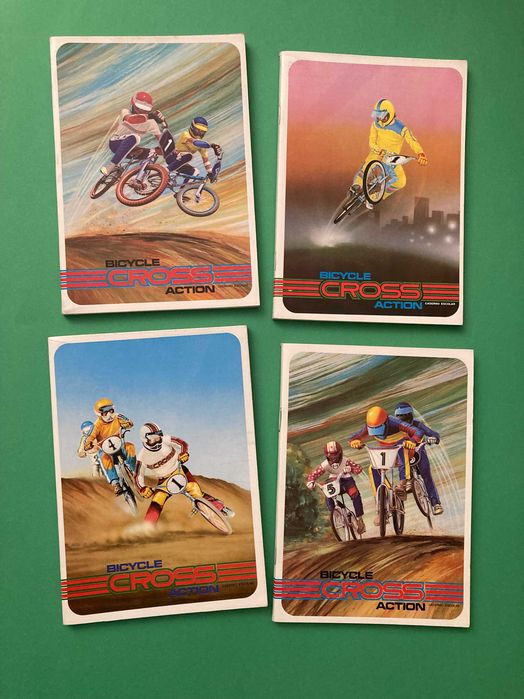 Colecção de 4 Cadernos Escolares Bicycle Cross Action Ambar Anos 80