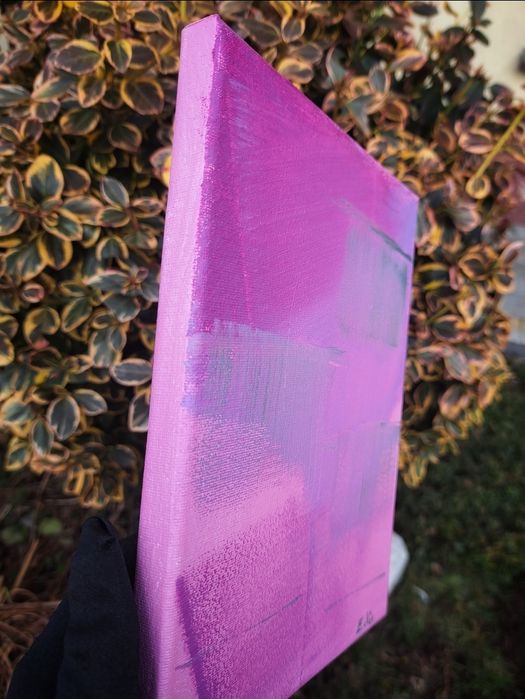 "Modern Magenta Echoes" – Unikalna Abstrakcja 18x24 cm. Unikat